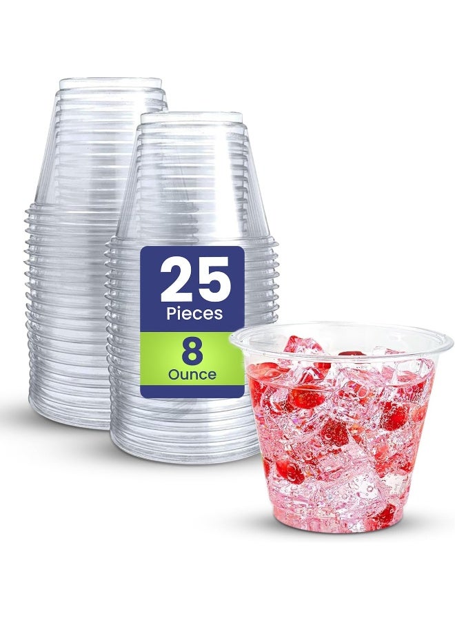 SNH Packing أكواب عصير شفافة بلاستيكية قوية قابلة للتصرف 25 قطعة سعة 8 أونصات - Image 1